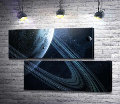 Модульна картина "Планета з орбітальними кільцями"