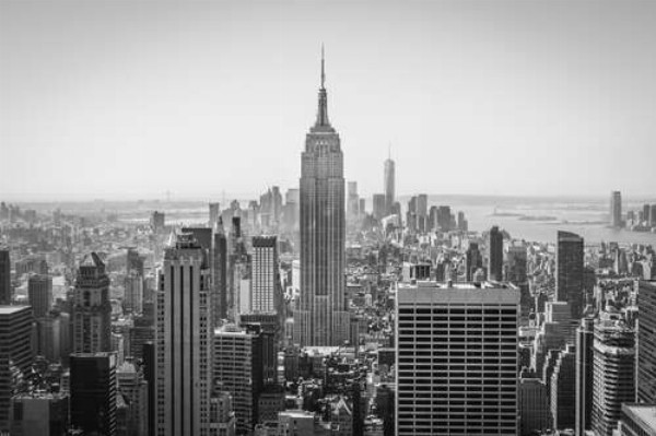 Черно-белая панорама на Нью-Йорк