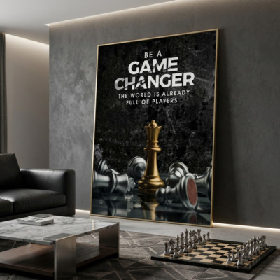 Мотивационный плакат с шахматами "Game Changer"