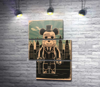 Модульная картина "Плакат "Bearbrick-джентльмен""
