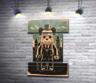 Модульная картина "Плакат "Bearbrick-джентльмен""