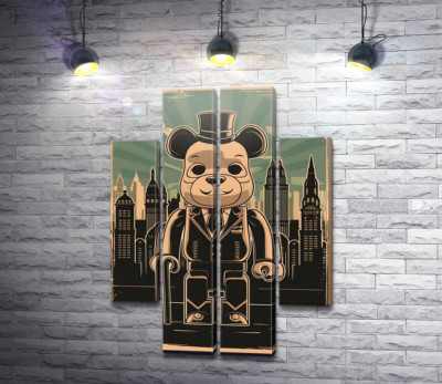 Модульна картина "Плакат "Bearbrick-джентльмен""