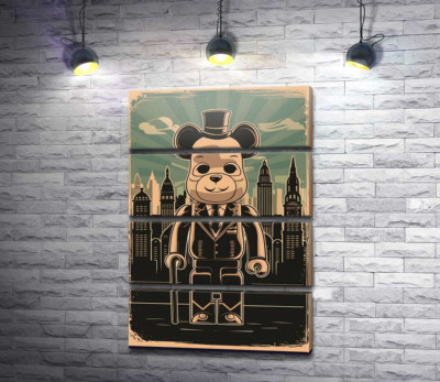 Модульная картина "Плакат "Bearbrick-джентльмен""