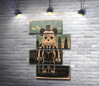 Модульна картина "Плакат "Bearbrick-джентльмен""