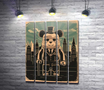 Модульная картина "Плакат "Bearbrick-джентльмен""
