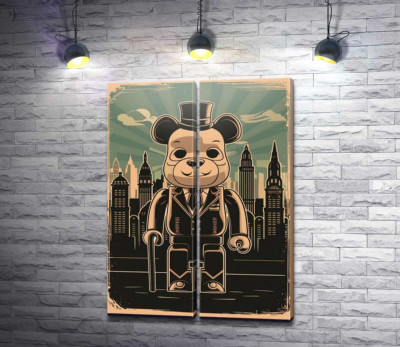 Модульна картина "Плакат "Bearbrick-джентльмен""
