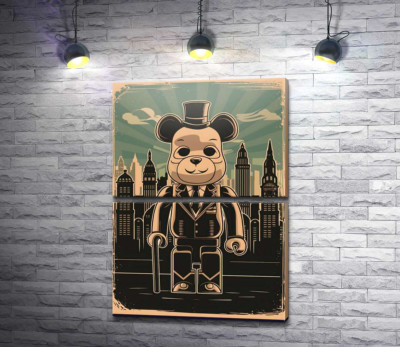 Модульная картина "Плакат "Bearbrick-джентльмен""