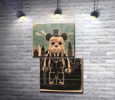 Модульная картина "Плакат "Bearbrick-джентльмен""