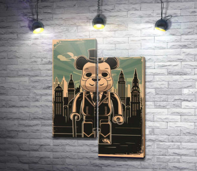 Модульная картина "Плакат "Bearbrick-джентльмен""
