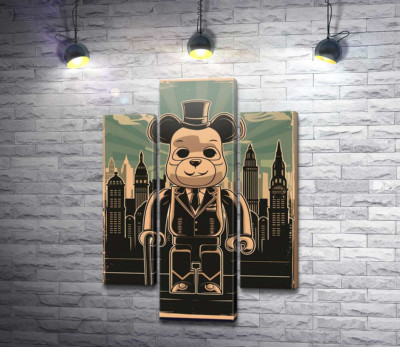Модульна картина "Плакат "Bearbrick-джентльмен""