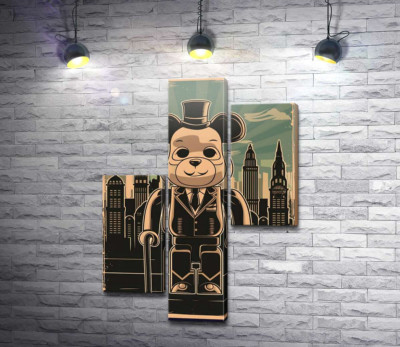 Модульна картина "Плакат "Bearbrick-джентльмен""