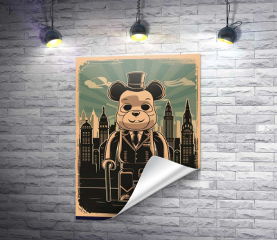 Плакат "Bearbrick-джентльмен"