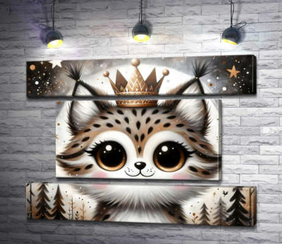 Модульна картина "Милий кошеня в короні"