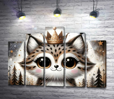 Модульна картина "Милий кошеня в короні"