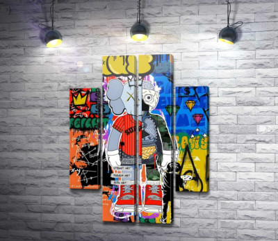 Модульна картина "Персонаж Kaws на плакаті поп-арт"