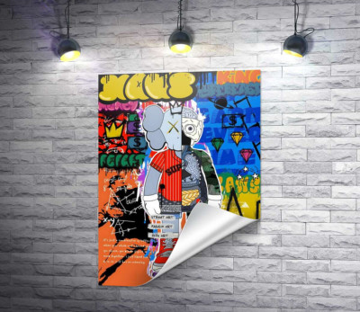 Персонаж Kaws на поп-арт плакате