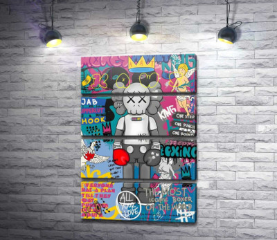 Kaws персонаж в перчатках в стиле поп-арт