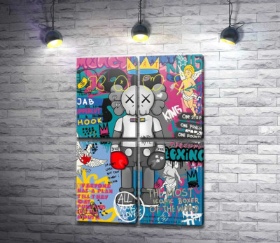 Модульна картина "Kaws персонаж у рукавичках у стилі поп-арт"
