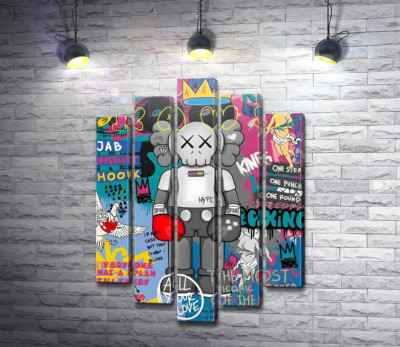 Модульна картина "Kaws персонаж у рукавичках у стилі поп-арт"