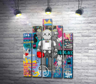 Kaws персонаж в перчатках в стиле поп-арт