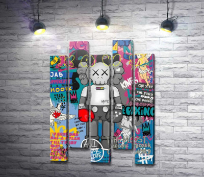 Kaws персонаж в перчатках в стиле поп-арт