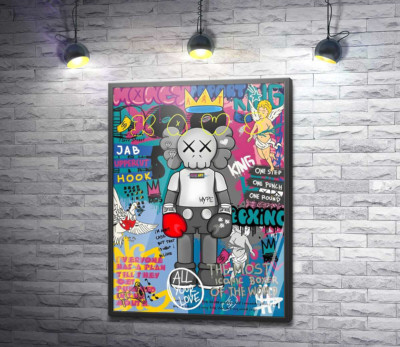 Постер "Kaws персонаж у рукавичках у стилі поп-арт"