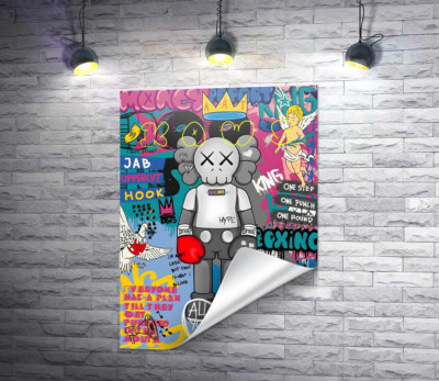 Kaws персонаж у рукавичках у стилі поп-арт