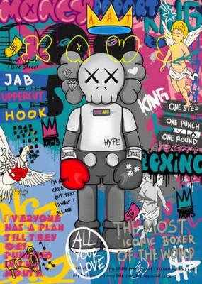 Kaws персонаж у рукавичках у стилі поп-арт