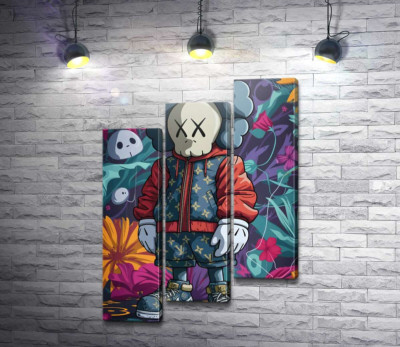 Модульная картина "Стильный персонаж Kaws"