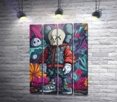Модульная картина "Стильный персонаж Kaws"