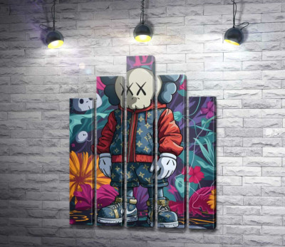 Модульная картина "Стильный персонаж Kaws"