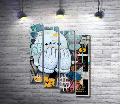 Модульная картина "Хайп арт: плакат с Kaws "
