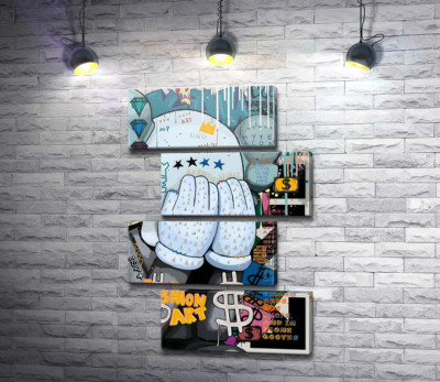 Модульная картина "Хайп арт: плакат с Kaws "