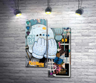 Модульная картина "Хайп арт: плакат с Kaws "