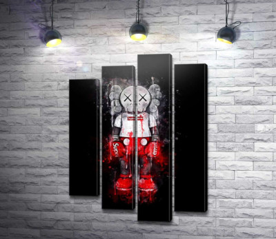 Модульная картина "Kaws в стиле Supreme"