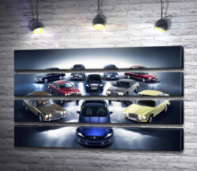 Модульна картина "Еволюція автомобілів Jaguar"