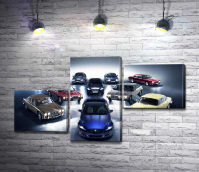 Модульна картина "Еволюція автомобілів Jaguar"