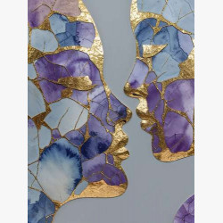 Абстрактные силуэты пары с золотыми акцентами