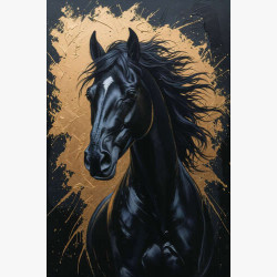 Грациозная фигура лошади в черно золотом оформлении