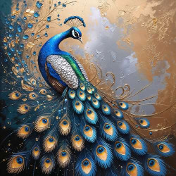 Роскошные перья павлина в сине-золотом окрасе