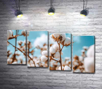 Модульная картина "Цветущий хлопок"