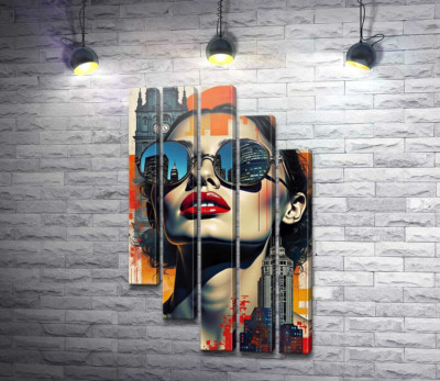 Огни мегаполиса в отражении женских очков