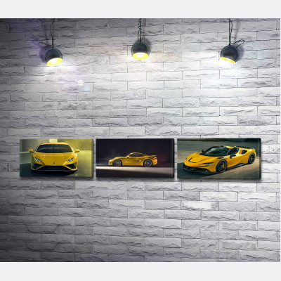 Желтые Lambo, Porshe, Ferrari