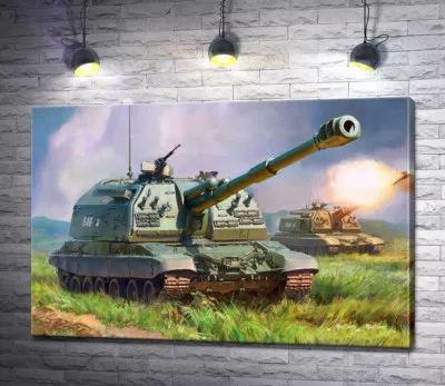 Советский истребитель танков ИС-152 "Зверобой" на поле боя