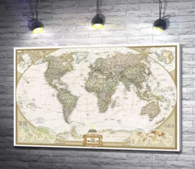 Карта мира от National Geographic в пастельных оттенках