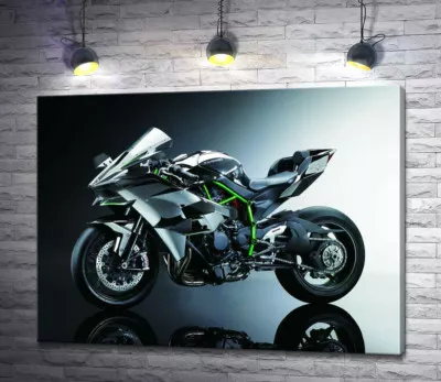 Черный блеск мотоцикла Kawasaki Ninja