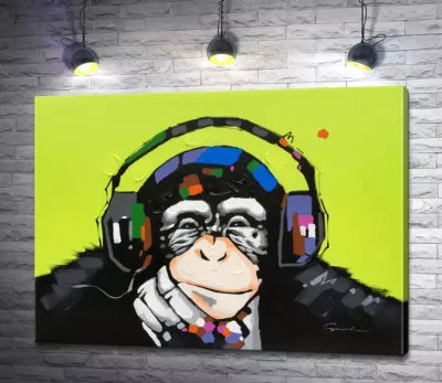 Обезьяна с цветными наушниками