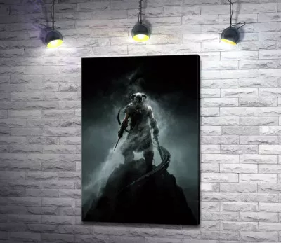 Мечи в руках грозного викинга на постере к игре "The Elder Scrolls V: Skyrim"