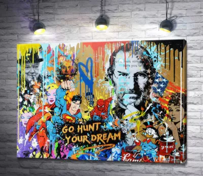 Арт граффити с Джобсом - Go hunt your dream