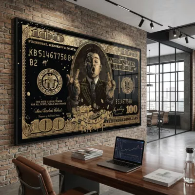 Wolfie: Золотая банкнота Волк с Wall-Street Wolfie: Золотая банкнота Волк с Wall-Street